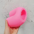 Pink Ribbed Round U silicone mold showing the grooved cavity