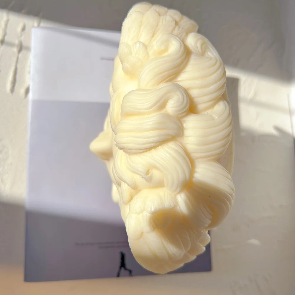 Angled Medusa casting showing coiled hair and facial depth