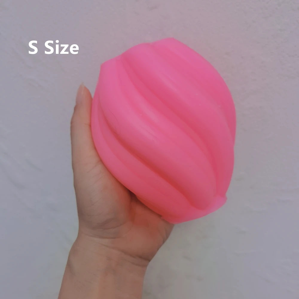 Pink Small twisted oval silicone mold with size label