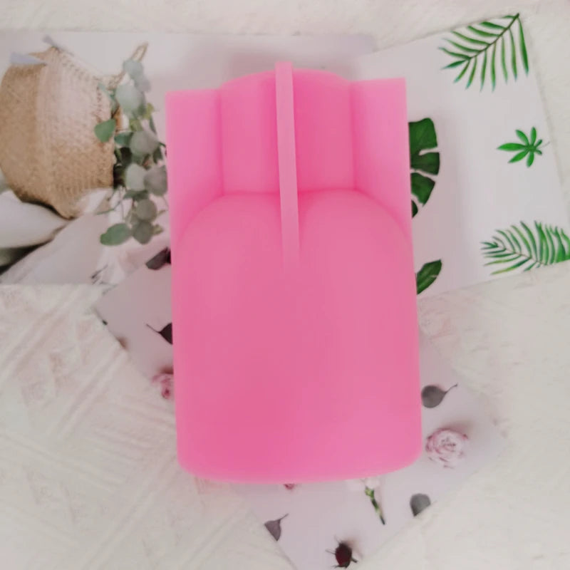 Pink silicone mold for decorative perfume bottle silhouette