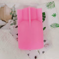 Front view of pink bottle-shaped mold with narrow neck cavity