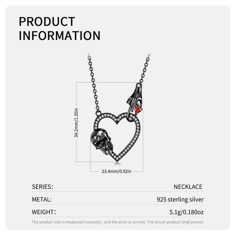 Hand Hook Love Skeleton S925 Sterling Silver Black Gold Necklace Sweater Chain Obsesie