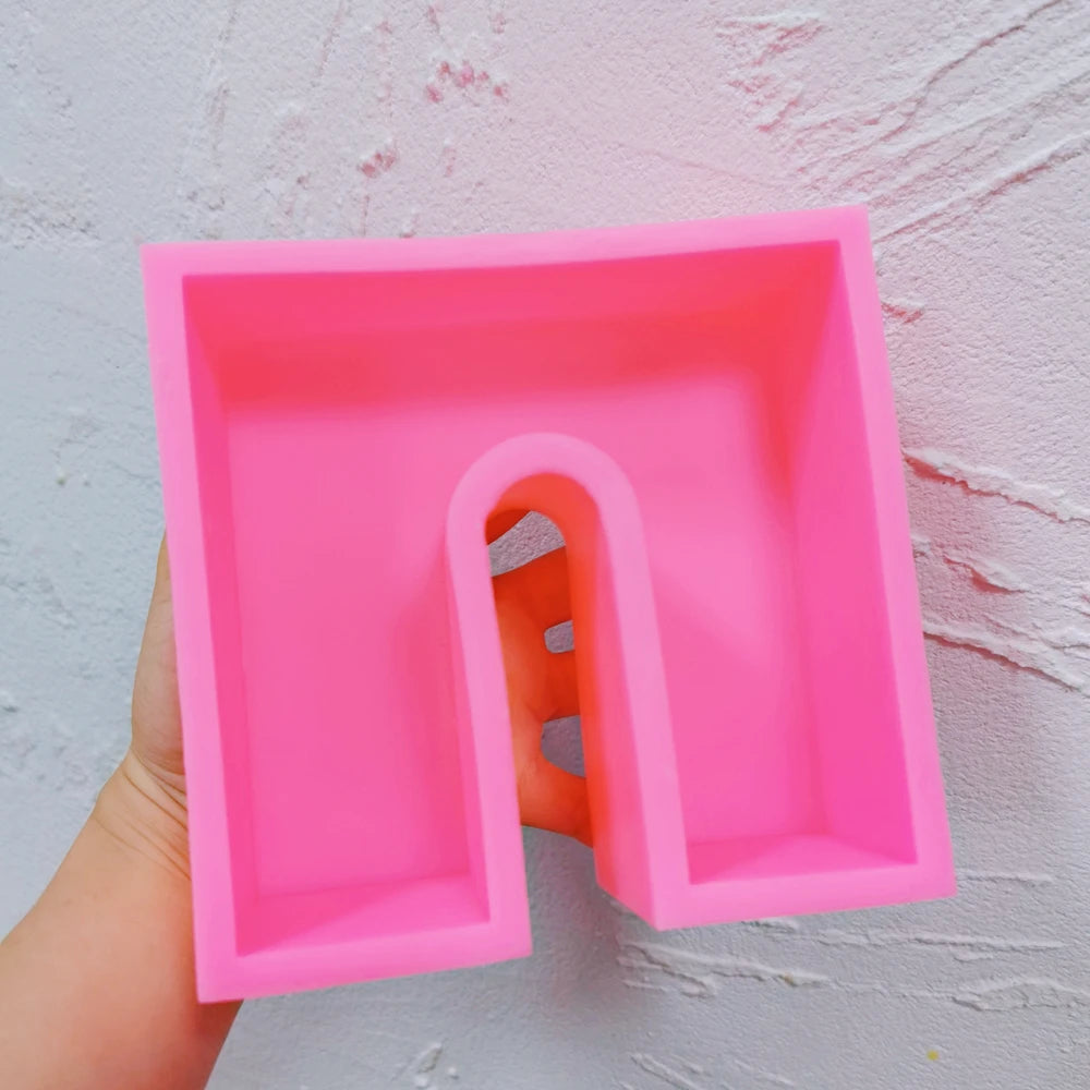 Pink Square U silicone mold with squared exterior shape