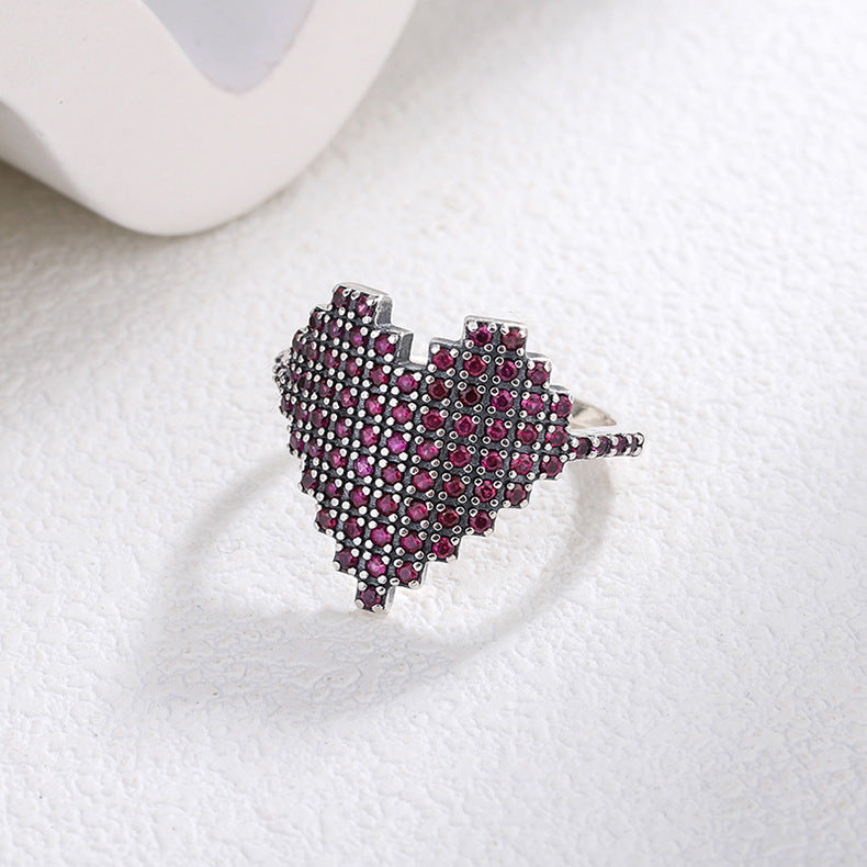 Heart Shape Design Love Inlaid Diamond Personality Women's Ring Tail Ring Obsesie