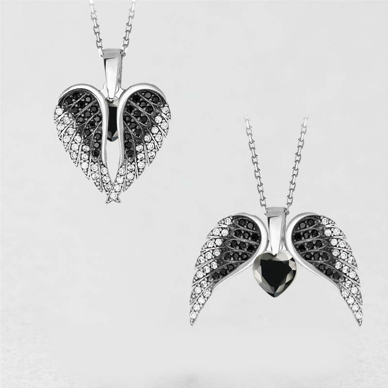 Heart Shaped Angel Wing Necklace Obsesie