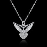 Heart Shaped Necklace with Creative Angel Wings Obsesie