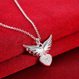 Heart Shaped Necklace with Creative Angel Wings Obsesie