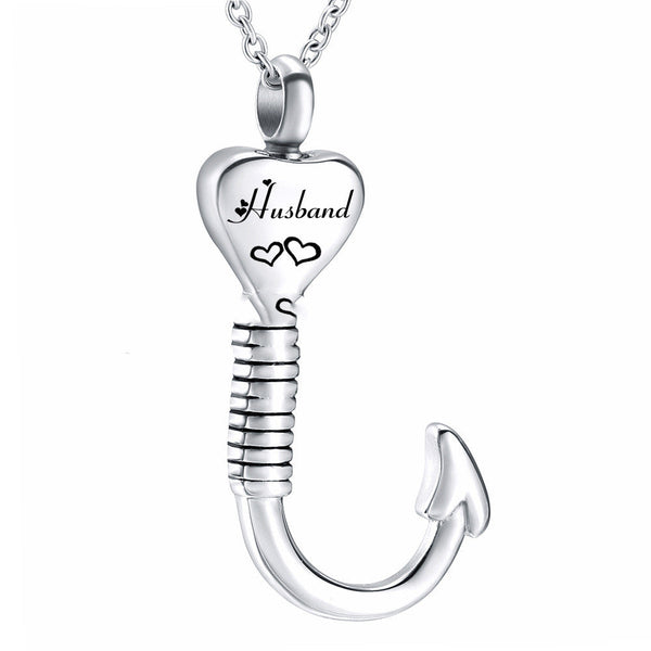 Fish Hook Memorial Necklace for Ashes