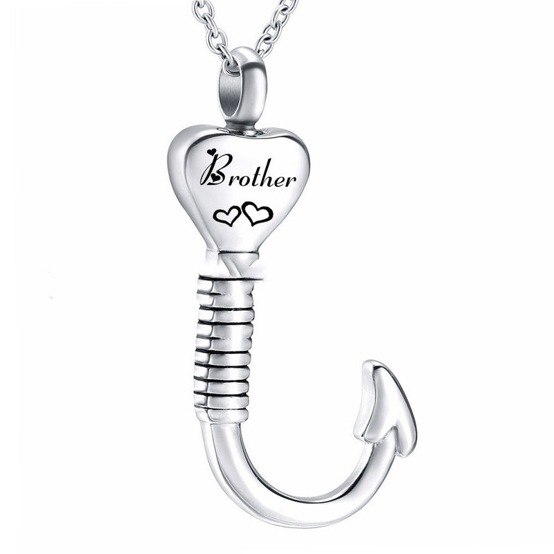 Fish Hook Memorial Necklace for Ashes
