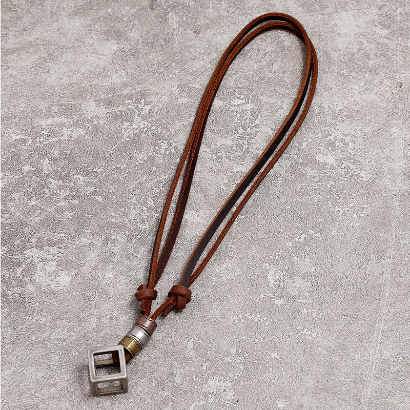 Hollow Cube Charm Necklace Adjustable Obsesie