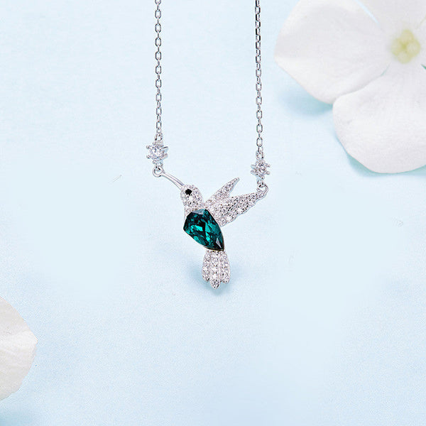 Hummingbird Jewelry 925 Sterling Silver Link Chain Necklace Embellished With Crystal Obsesie