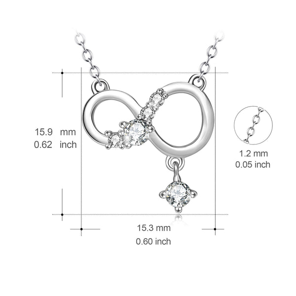 Infinite Pendant 925 Sterling Silver Diamante Necklace Obsesie