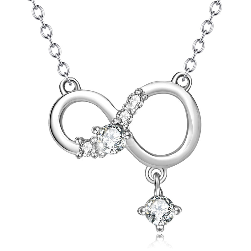 Infinite Pendant 925 Sterling Silver Diamante Necklace Obsesie