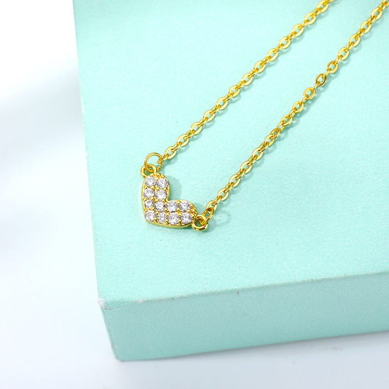 Jewelry Zircon Love Heart Necklace Female Clavicle Chain Heart-shaped Obsesie
