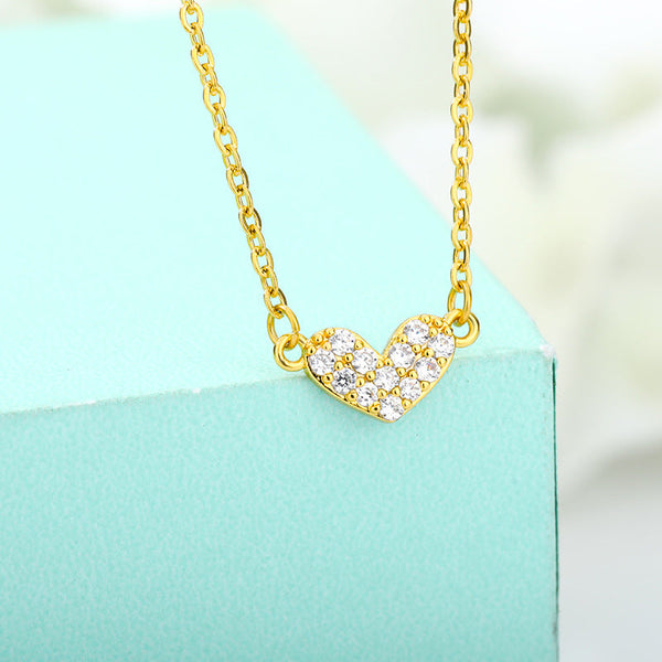 Jewelry Zircon Love Heart Necklace Female Clavicle Chain Heart-shaped Obsesie