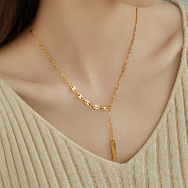 Lariat Y Necklace, Dainty Bar Drop Necklace, Delicate Bar Lariat Necklace Obsesie