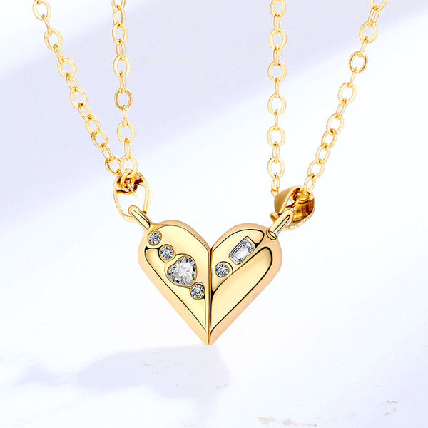 Love Couple Heart Necklace Pair Of Magnet Stone Rotating Necklaces Obsesie