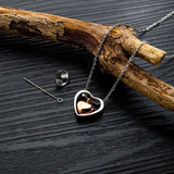 Titanium Steel Double Heart Urn Necklace for Ashes