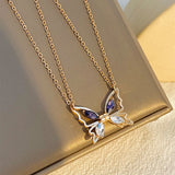 Magnetic Couple Zircon Set Butterfly Lover Necklace Obsesie