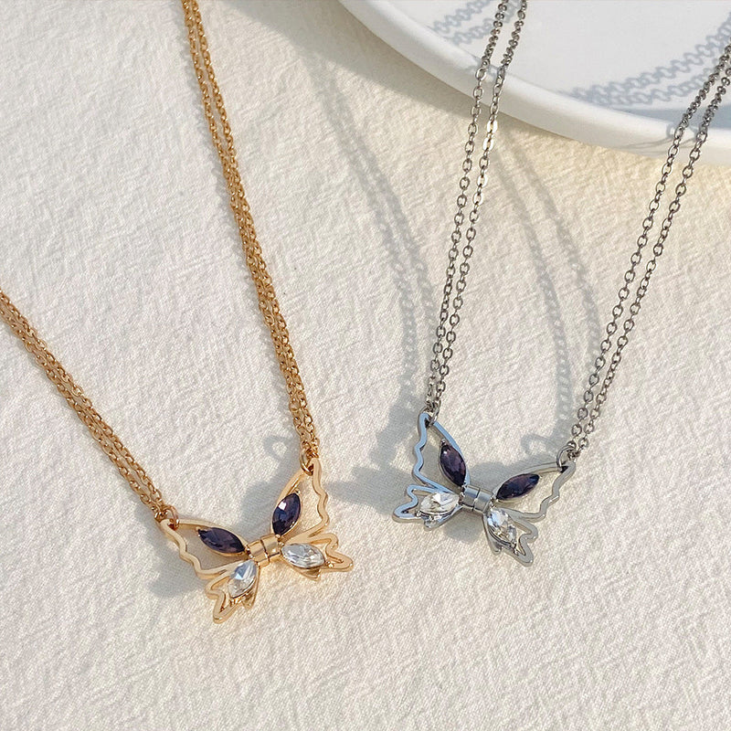 Magnetic Couple Zircon Set Butterfly Lover Necklace Obsesie