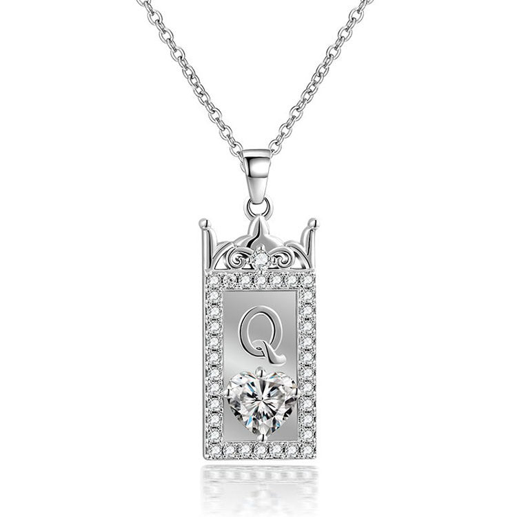 Men's And Women's Fashion Creative Simple Crown And Diamond Heart Necklace Obsesie