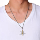 Men's Fashion Hip Hop Stainless Steel Pentagram Lightning Necklace Obsesie