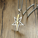 Men's Fashion Hip Hop Stainless Steel Pentagram Lightning Necklace Obsesie
