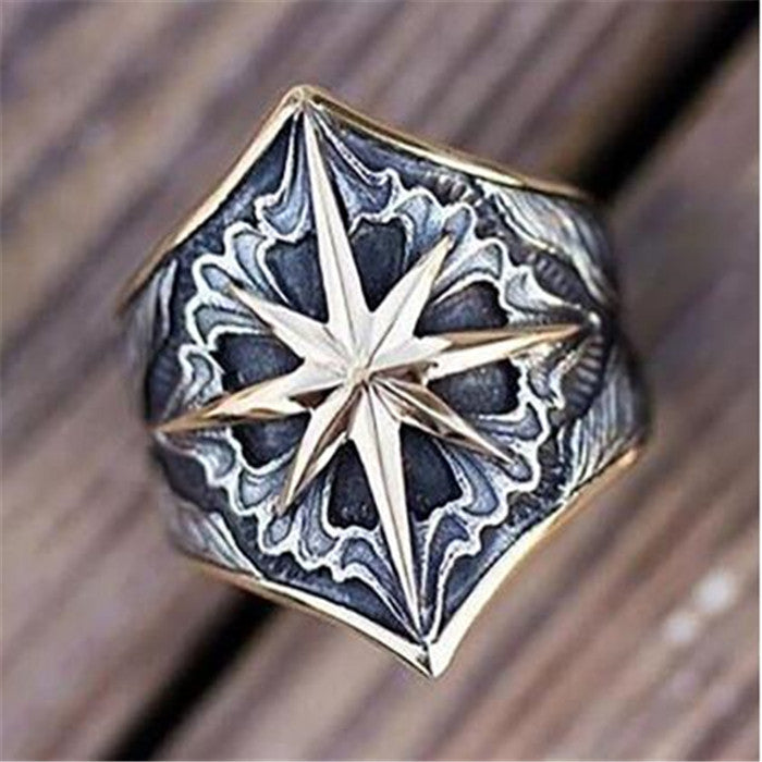 Men's Glyph Vintage Rings Fashion Pattern Personality Two Tone Rings Obsesie