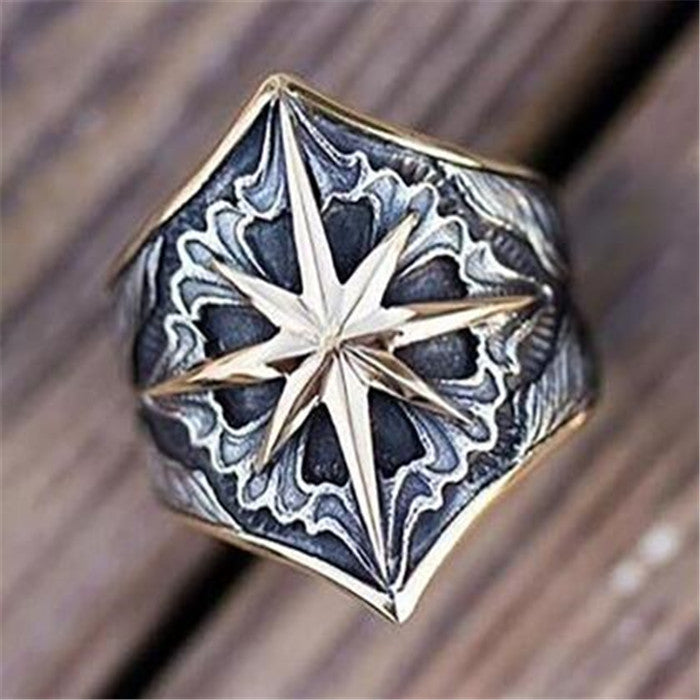 Men's Glyph Vintage Rings Fashion Pattern Personality Two Tone Rings Obsesie