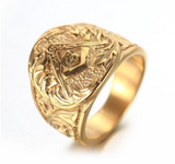Men's Ring Vintage Masonic Titanium Steel Ring Obsesie