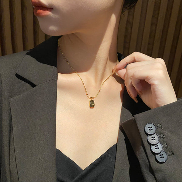 Minimal Double Sided Gold bar Necklace Female Minority Design Obsesie