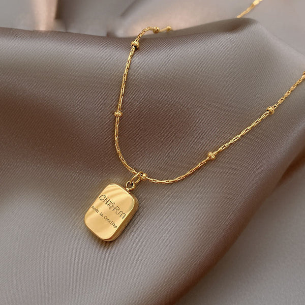 Minimal Double Sided Gold bar Necklace Female Minority Design Obsesie