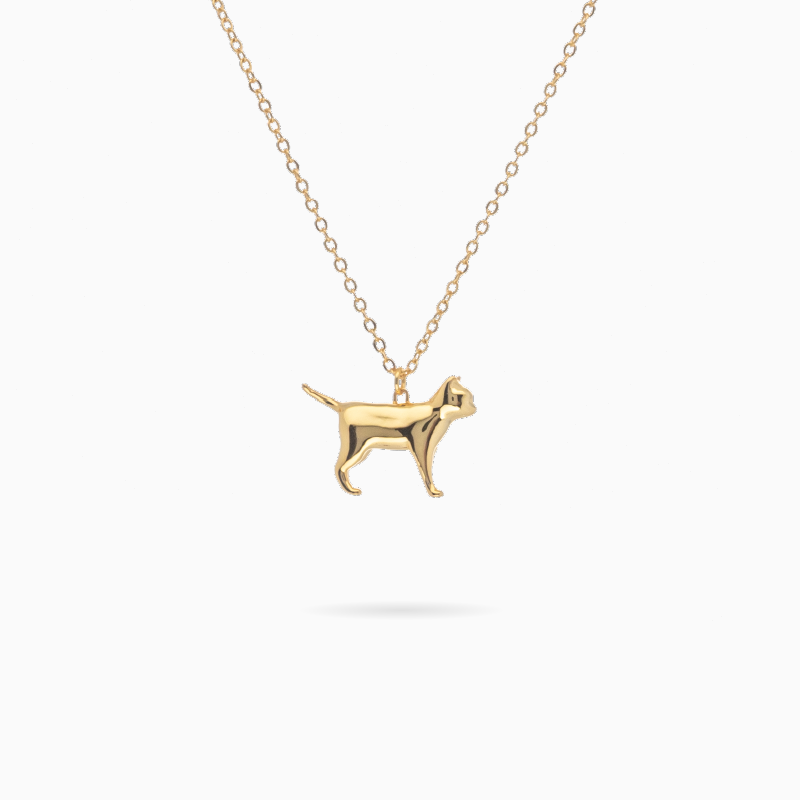 Minimal Stereoscopic Realistic Cat Statue Necklace Obsesie