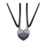 Minimalist Lovers Matching Friendship Heart Pendant Couple Magnetic Distance Faceted Heart Pendant Necklace Couple Jewelry Obsesie