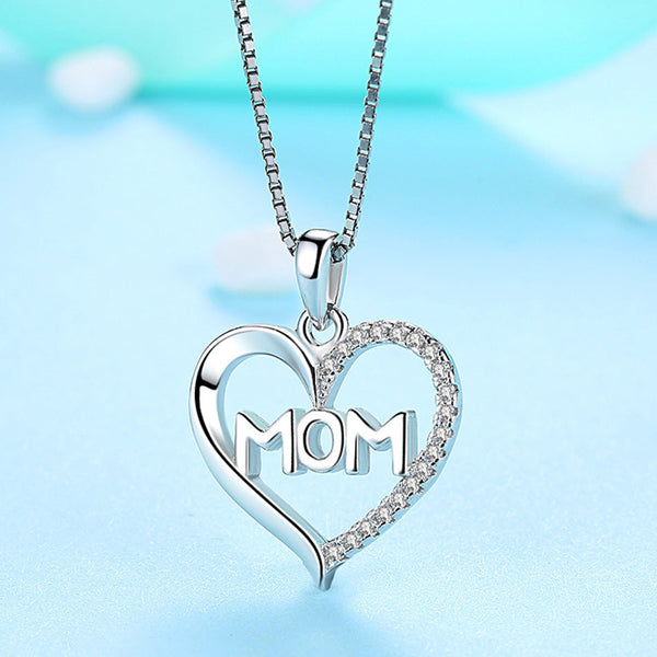 Mom Heart Pendant Necklace - A Mother's Day Present for Your Mom Obsesie