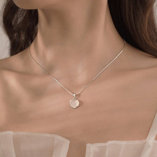 Moonstone Necklace Choker Necklace for Women Synthetic Moonstone with Sterling Silver Chain Dainty Short Necklace Gift for Women Obsesie