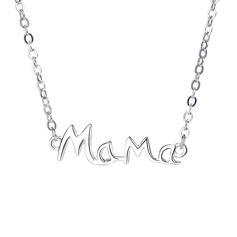 Mother's Day Gift S925 Sterling Silver English Letter MaMa Necklace Mother Fashion Obsesie