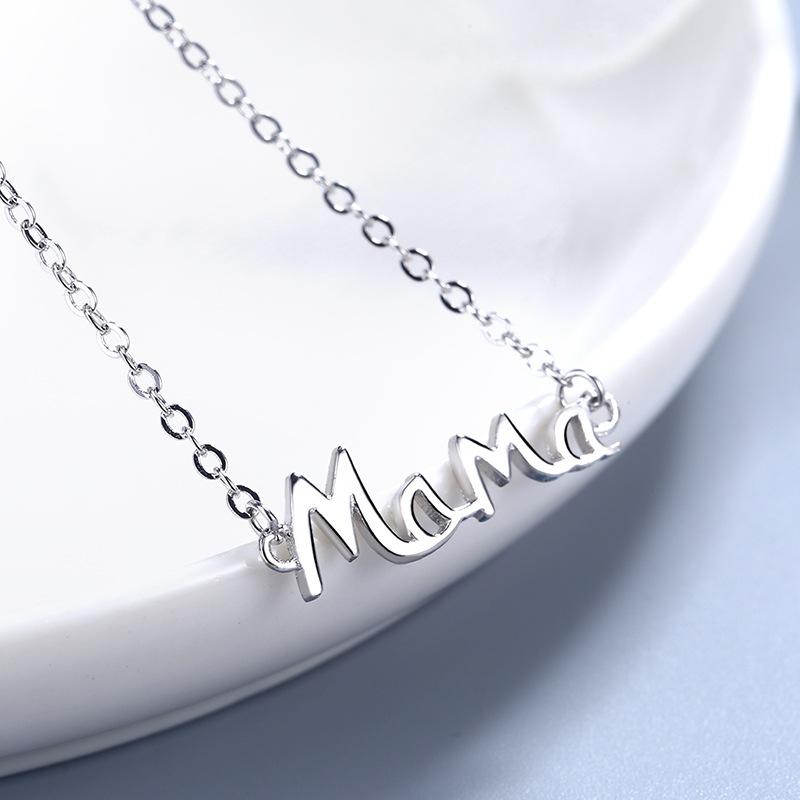 Mother's Day Gift S925 Sterling Silver English Letter MaMa Necklace Mother Fashion Obsesie