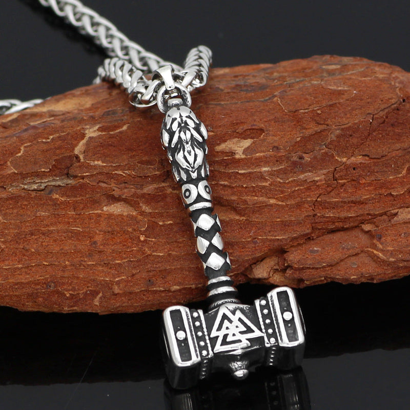 Mount Wolf Triangle Thor's Hammer Pendant Necklace Obsesie