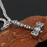Mount Wolf Triangle Thor's Hammer Pendant Necklace Obsesie