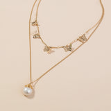 Natural Freshwater Pearl Butterfly Multi-layer Necklace Obsesie