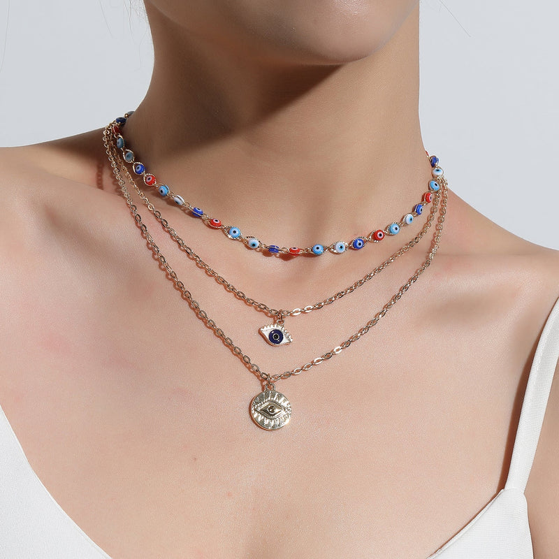 New Multi-Layer Devil's Eye Pendant Necklace Women Obsesie