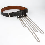 New belt all-match men and women chain decoration punk cool handsome girl with small suit waist black nightclub style Obsesie