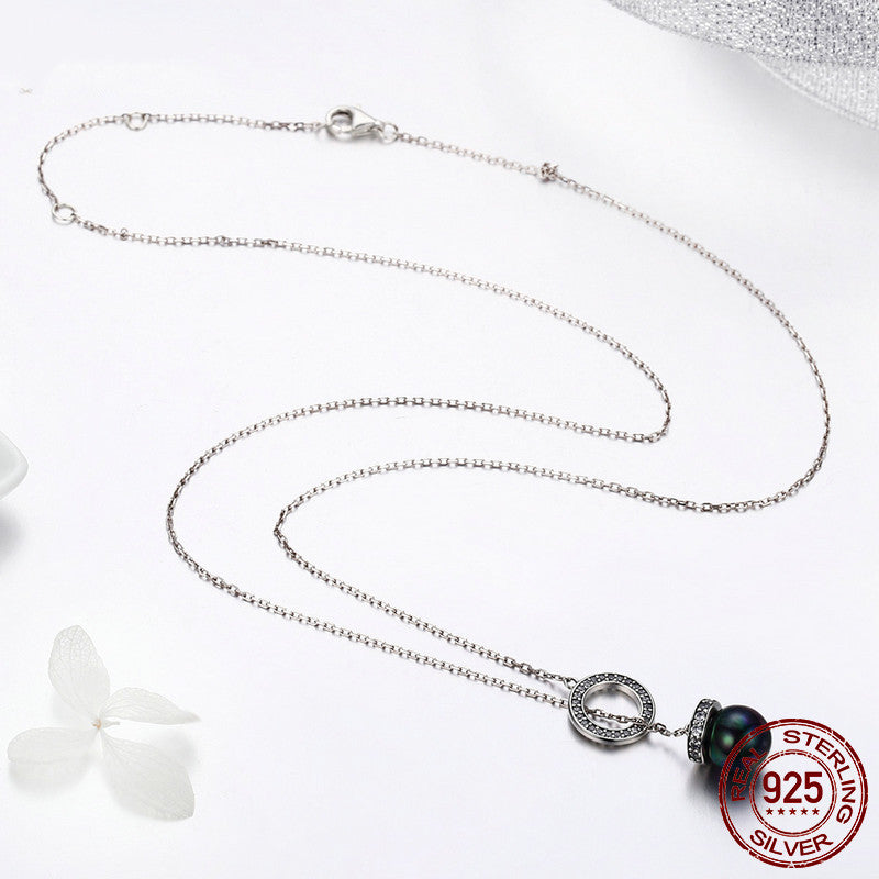 Noble Temperament Sterling Silver Natural Water Pearl Necklace Obsesie