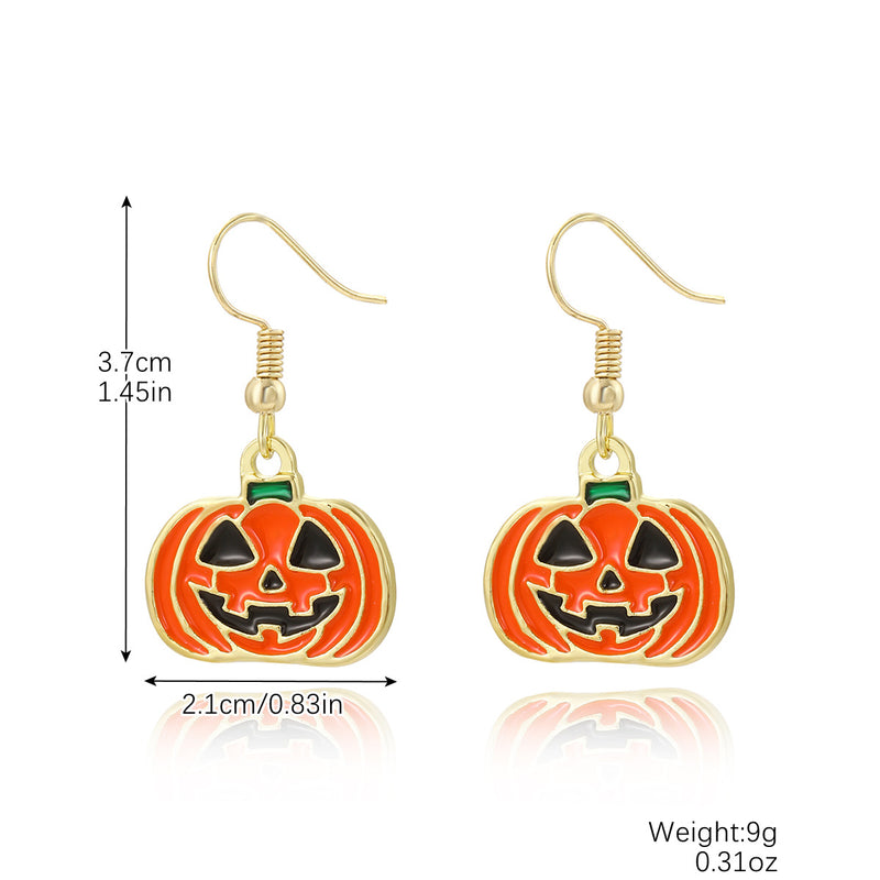 Halloween Theme Pumpkin Skull Bat Earrings Set