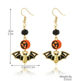 Halloween Theme Pumpkin Skull Bat Earrings Set