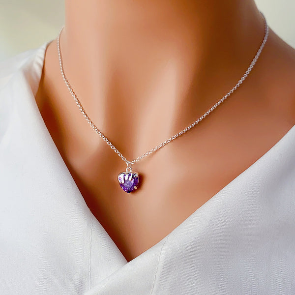 Elegant Stainless Steel Lava Heart Zircon Pendant Necklace