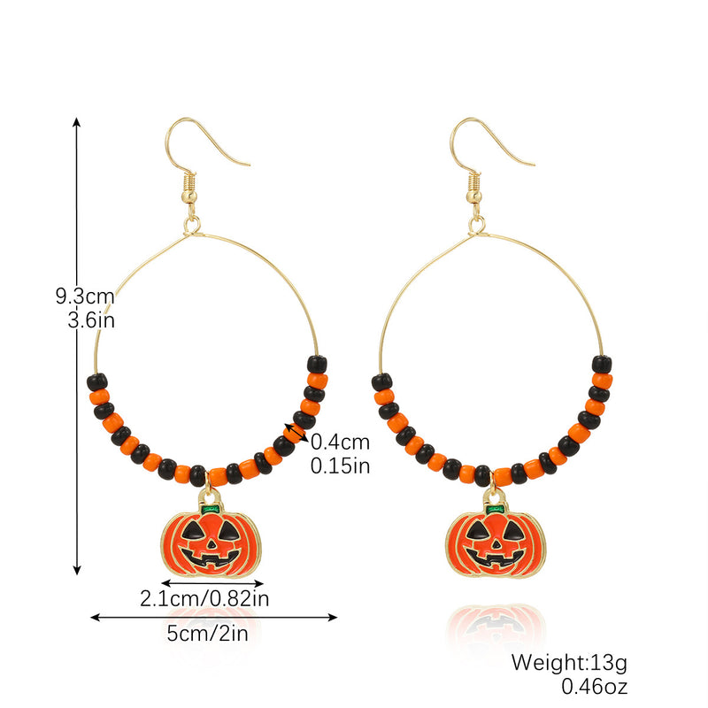 Halloween Theme Pumpkin Skull Bat Earrings Set