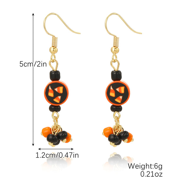 Halloween Theme Pumpkin Skull Bat Earrings Set