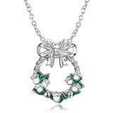 S925 Sterling Silver Bow Garland Pendant Necklace For Women